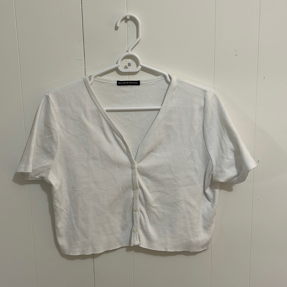 White Brandy Melville button up t-shirt, size small
